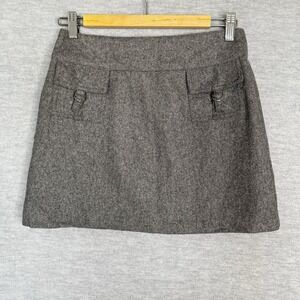 Exact Change women Y2K mini Wool skirt Size 3 XS Gray Cargo Academia Goth Grunge